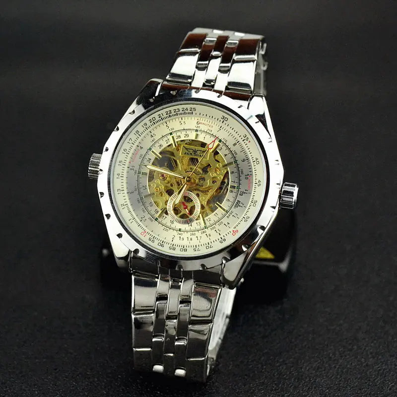 ⌚: Men's Hollow Automatic Mechanical Watch with Steel Band