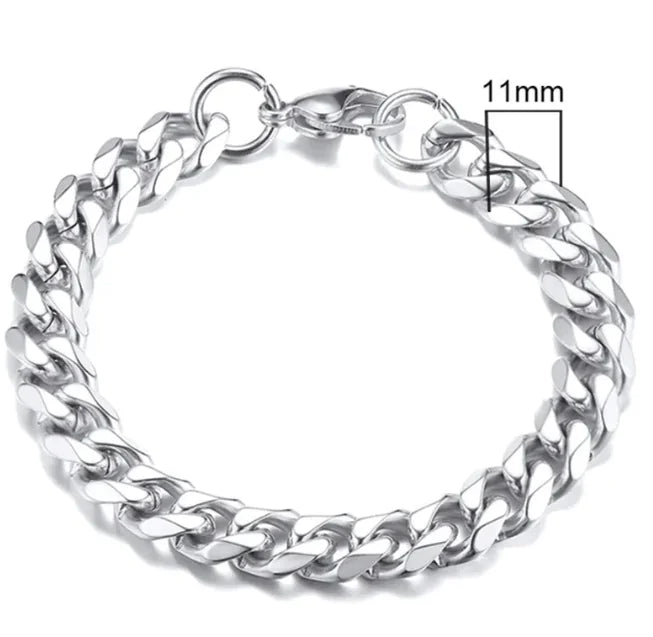 ⛓️: Stainless Steel Gold Plated Cuban Chain Bracelet for Men