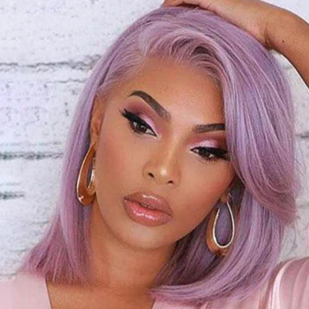 💜: Purple Short Bob Wig - Stylish Synthetic Hair Transformation