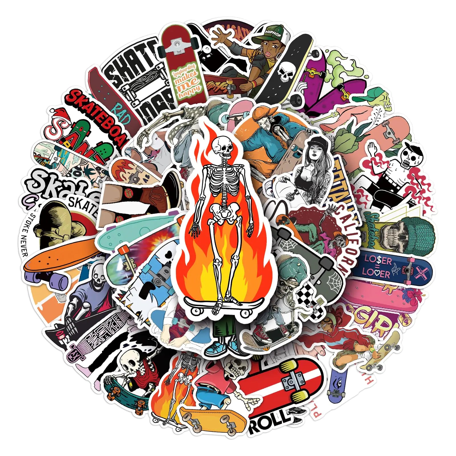 🛹: JOFONY 100-Pack Skateboard Stickers - Waterproof Vinyl Decals for Laptops & Water Bottles