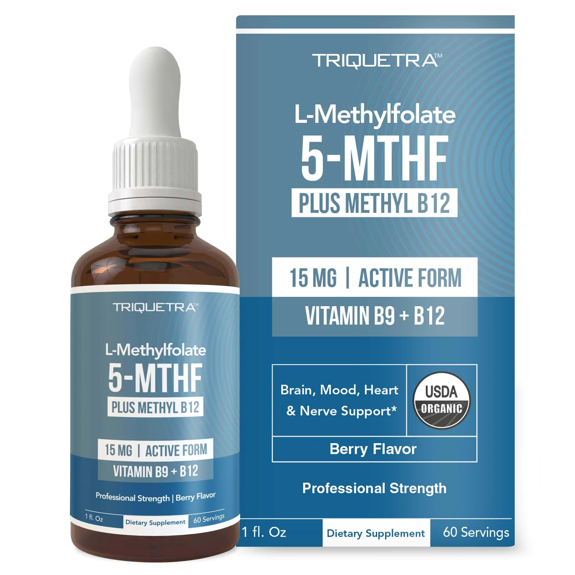🍓: L-Methylfolate 15mg + B12 Sublingual Liquid - Organic Berry Professional Strength