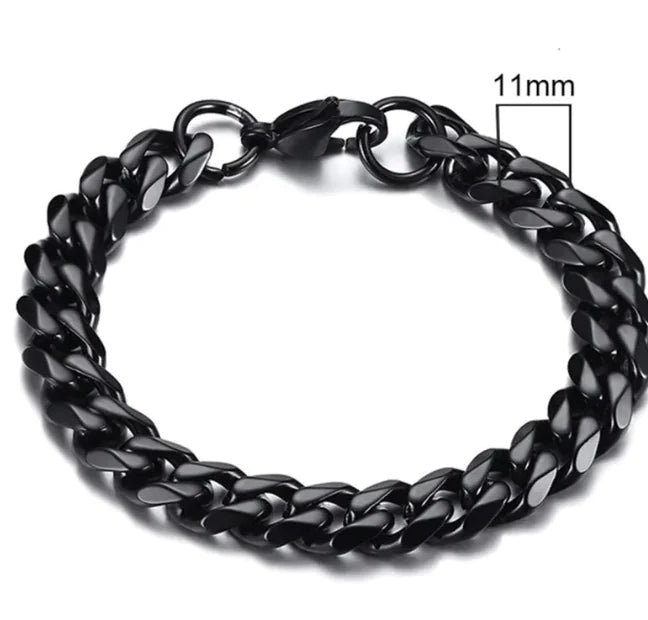 ⛓️: Stainless Steel Gold Plated Cuban Chain Bracelet for Men