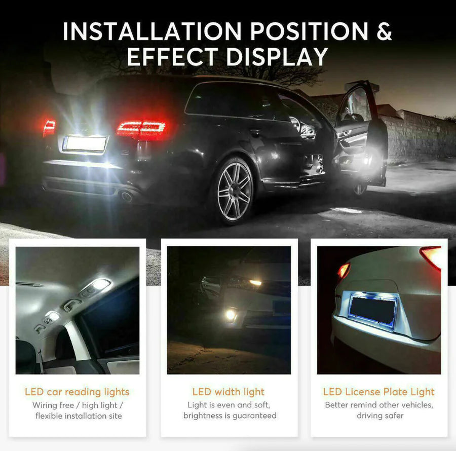 🚗: 28pcs Car Interior LED Light Kit - Complete White Combo Bulb Set