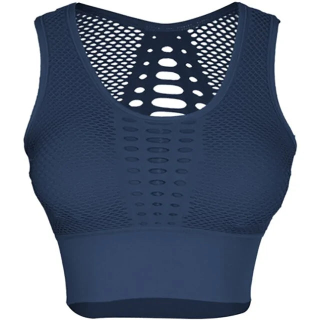 🏃‍♀️: Fitness Shockproof Mesh Sports Bra - High Support Athletic Wear