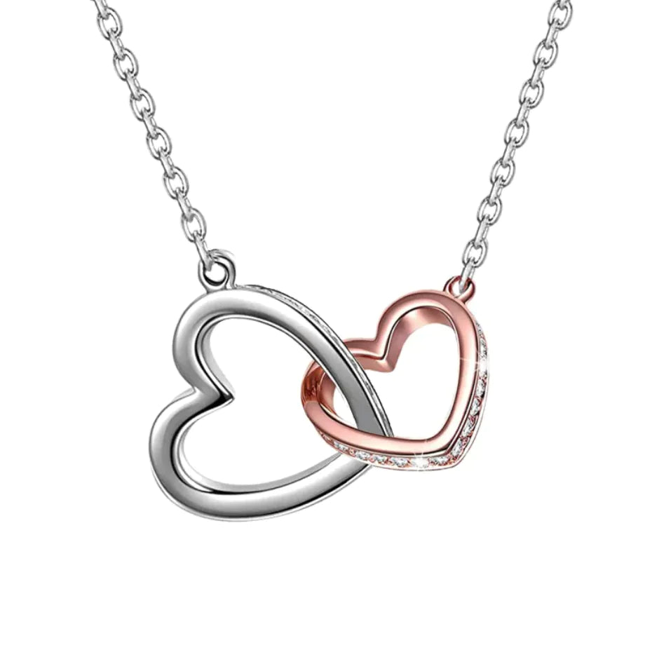 💕: Silver Double Heart Mood Necklace