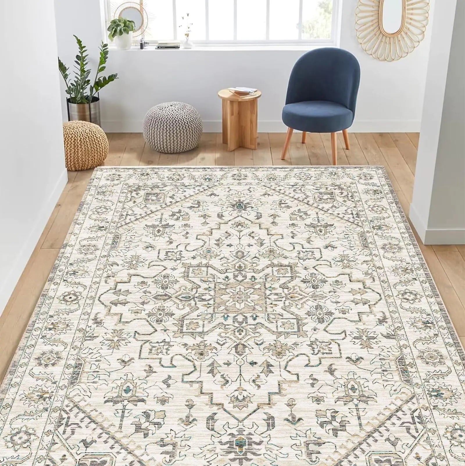 🏠: Premium 4x6 Washable Area Rug - Soft Non-Slip Living Room Carpet