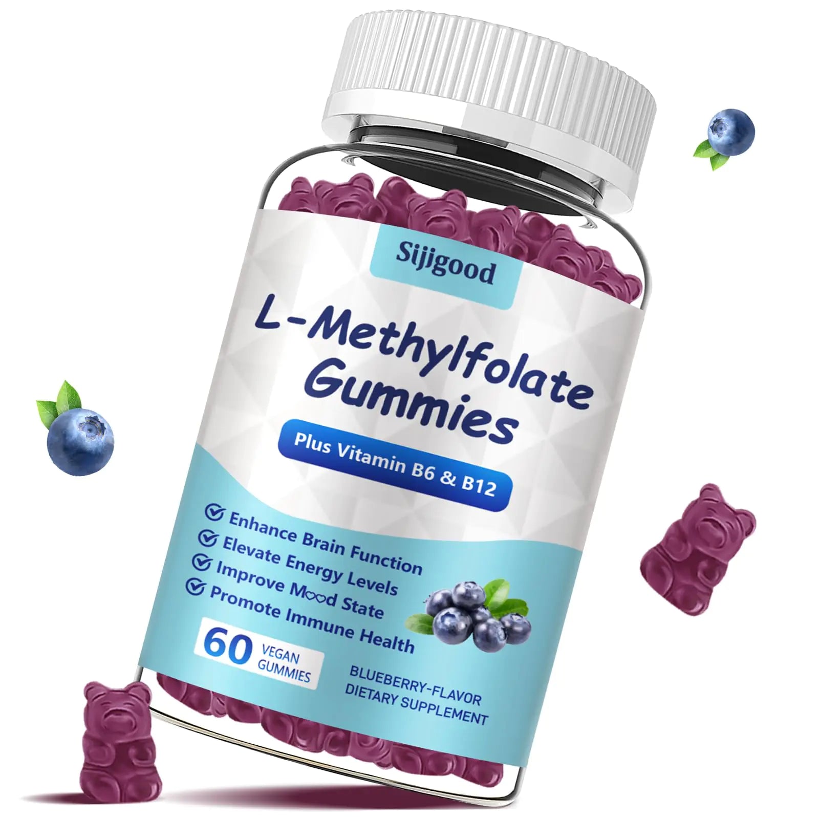 🫐: L-Methylfolate 15mg Gummies with B12 - Blueberry Mood & Brain Support