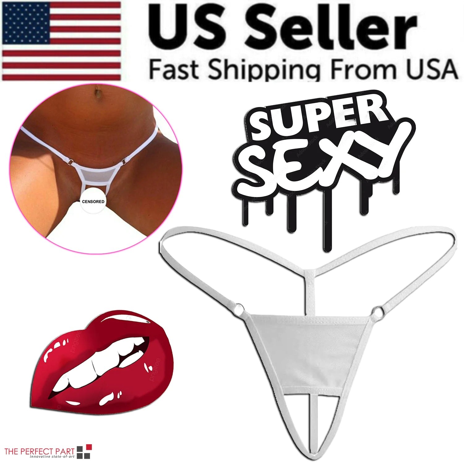 💋: Sexy Lace Thong G-String - Crotchless Mesh Lingerie Panties