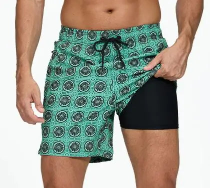 🏊: Men's Quick-Dry Double-Layer Beach Swim Trunks - Premium Comfort Swimwear