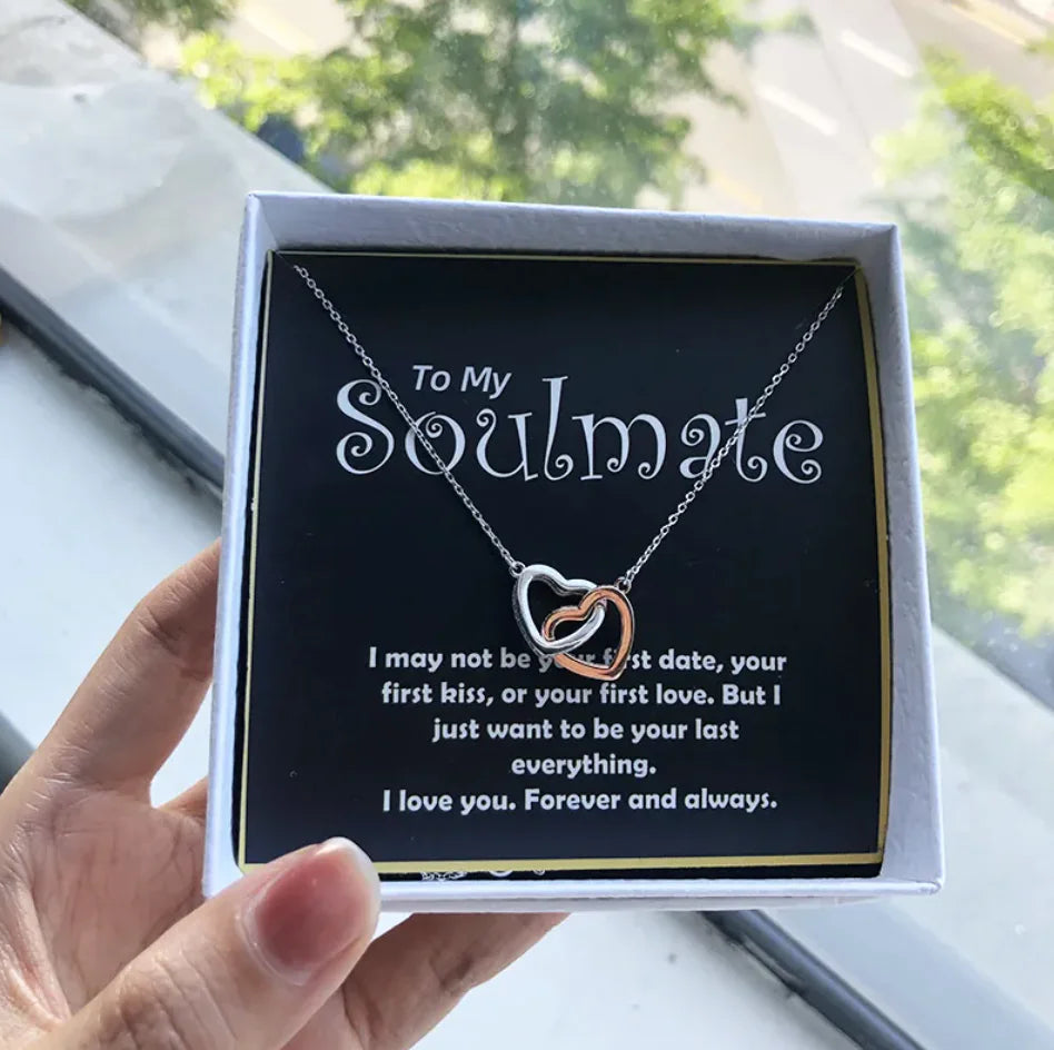 💕: Silver Double Heart Mood Necklace