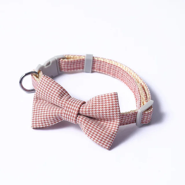 🎀: Plaid Print Pet Bow Tie Collar - Dapper Style Accessory