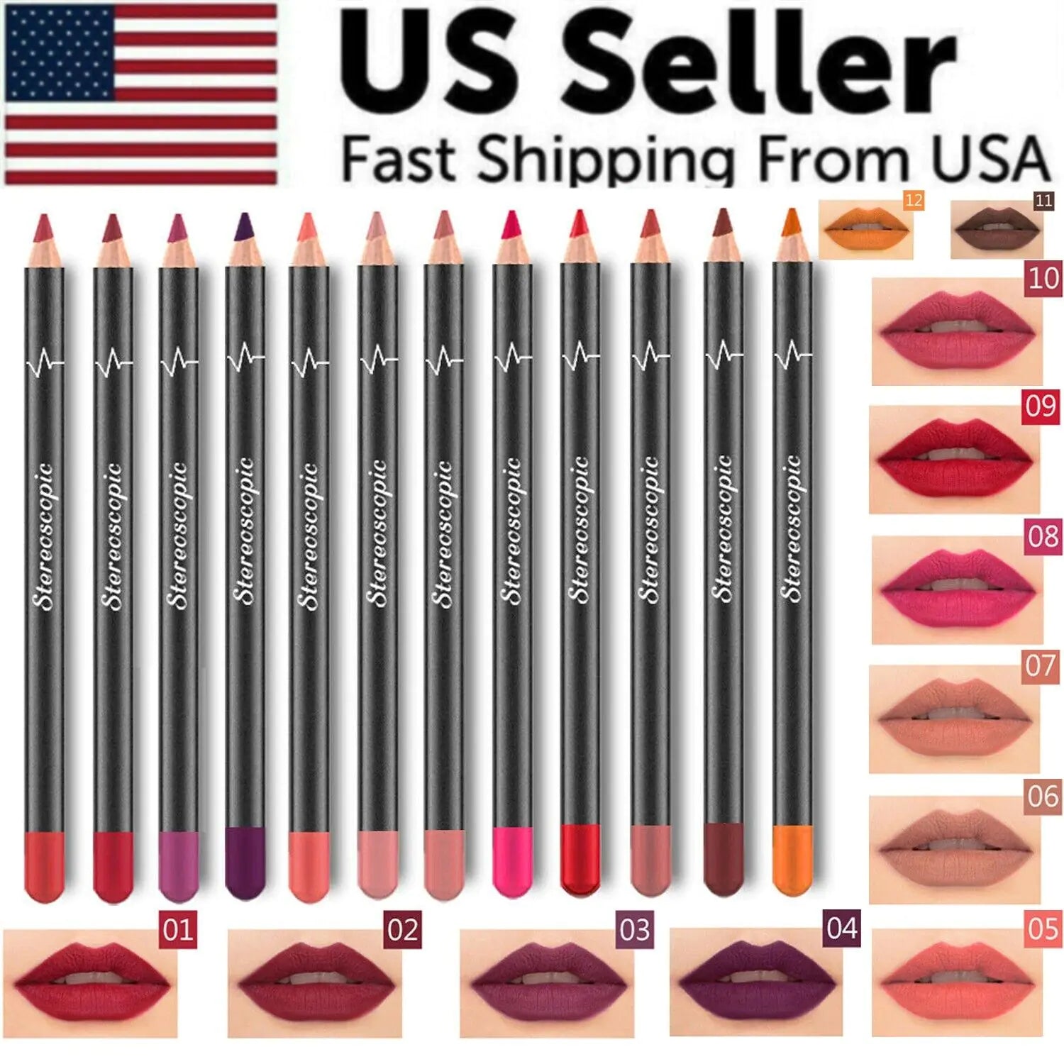 💄: 12-Piece Waterproof Matte Lipstick Set - Long-Lasting Lip Liner Pencils