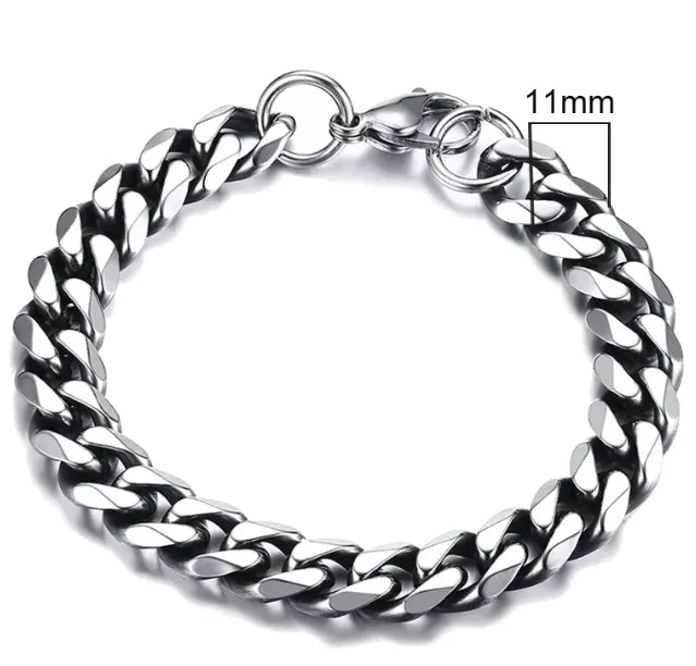 ⛓️: Stainless Steel Gold Plated Cuban Chain Bracelet for Men
