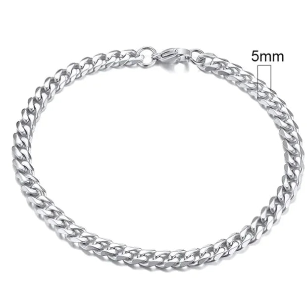 ⛓️: Stainless Steel Gold Plated Cuban Chain Bracelet for Men