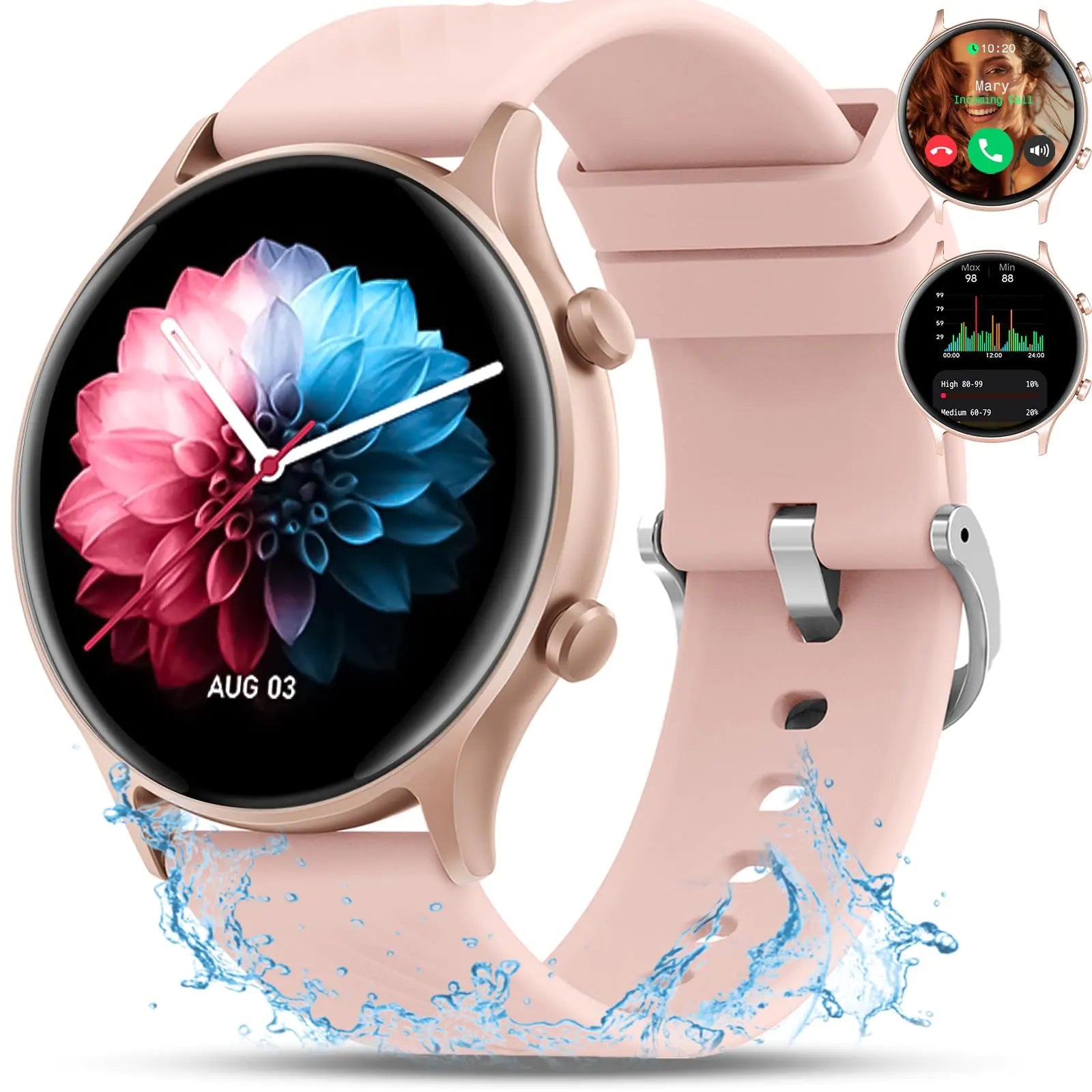 ⌚: Women's Smart Watch Pink - Call Answer Waterproof Fitness Tracker