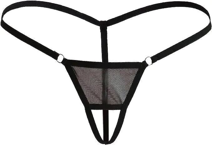 💋: Sexy Lace Thong G-String - Crotchless Mesh Lingerie Panties