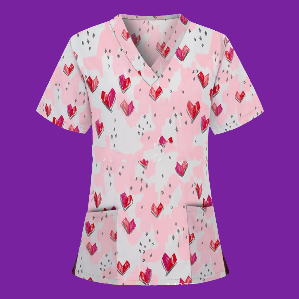 👩‍⚕️: Nurse Uniform V-Neck T-Shirt - Professional Medical Scrub Top with Pocket