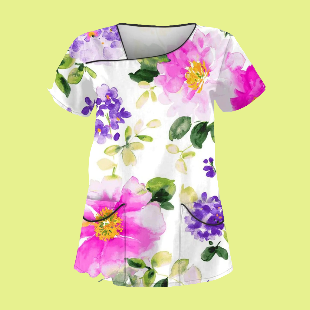 🩺: Purple Scrub Top L - Versatile Women's Medical Athletic Wear