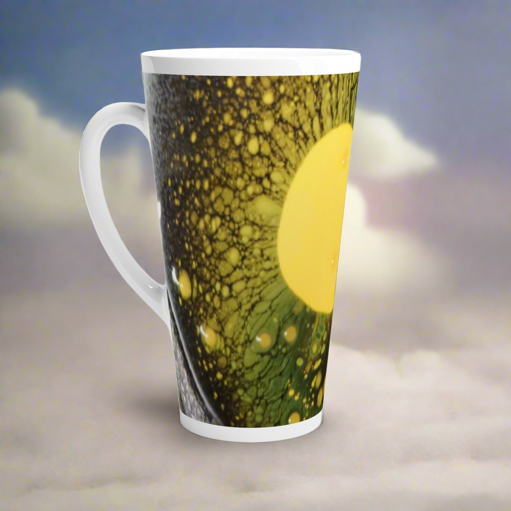 ☕: Yellow & Black Liquid Design Ceramic Coffee Mug - 17oz Artistic Cup