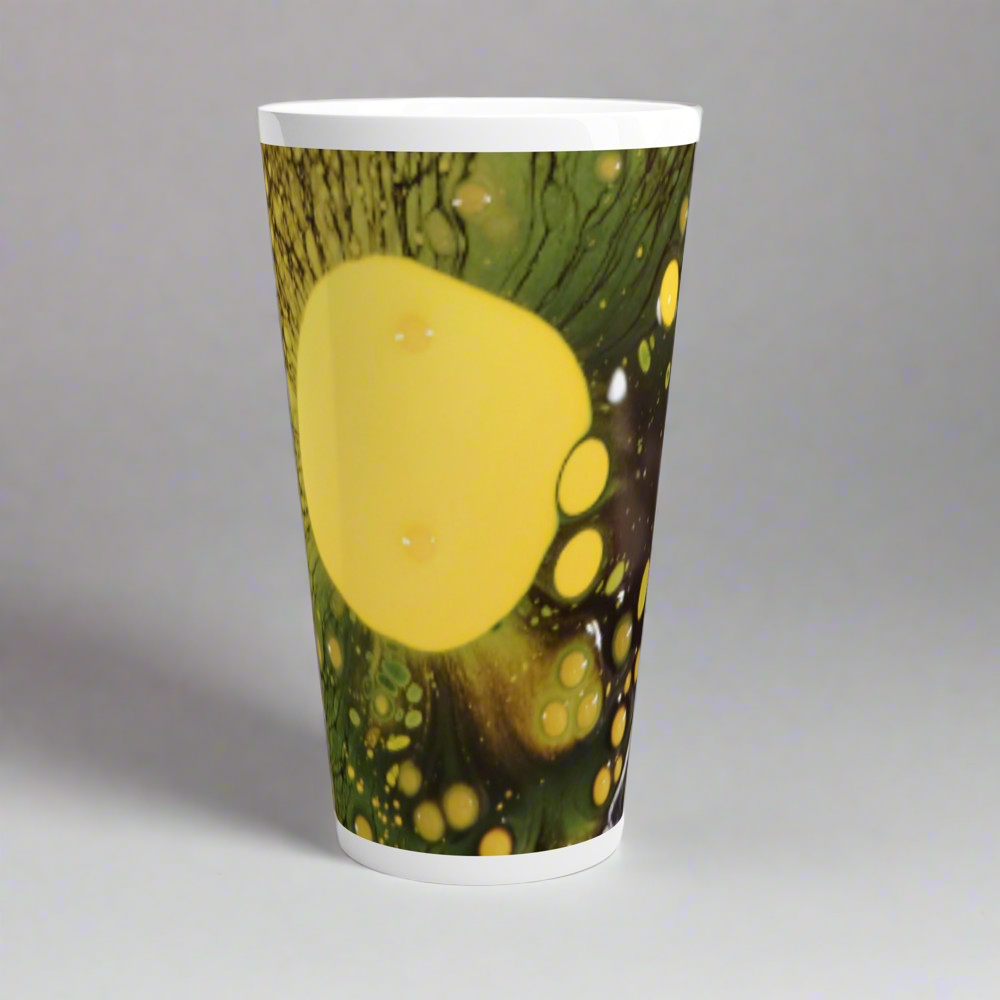 ☕: Yellow & Black Liquid Design Ceramic Coffee Mug - 17oz Artistic Cup