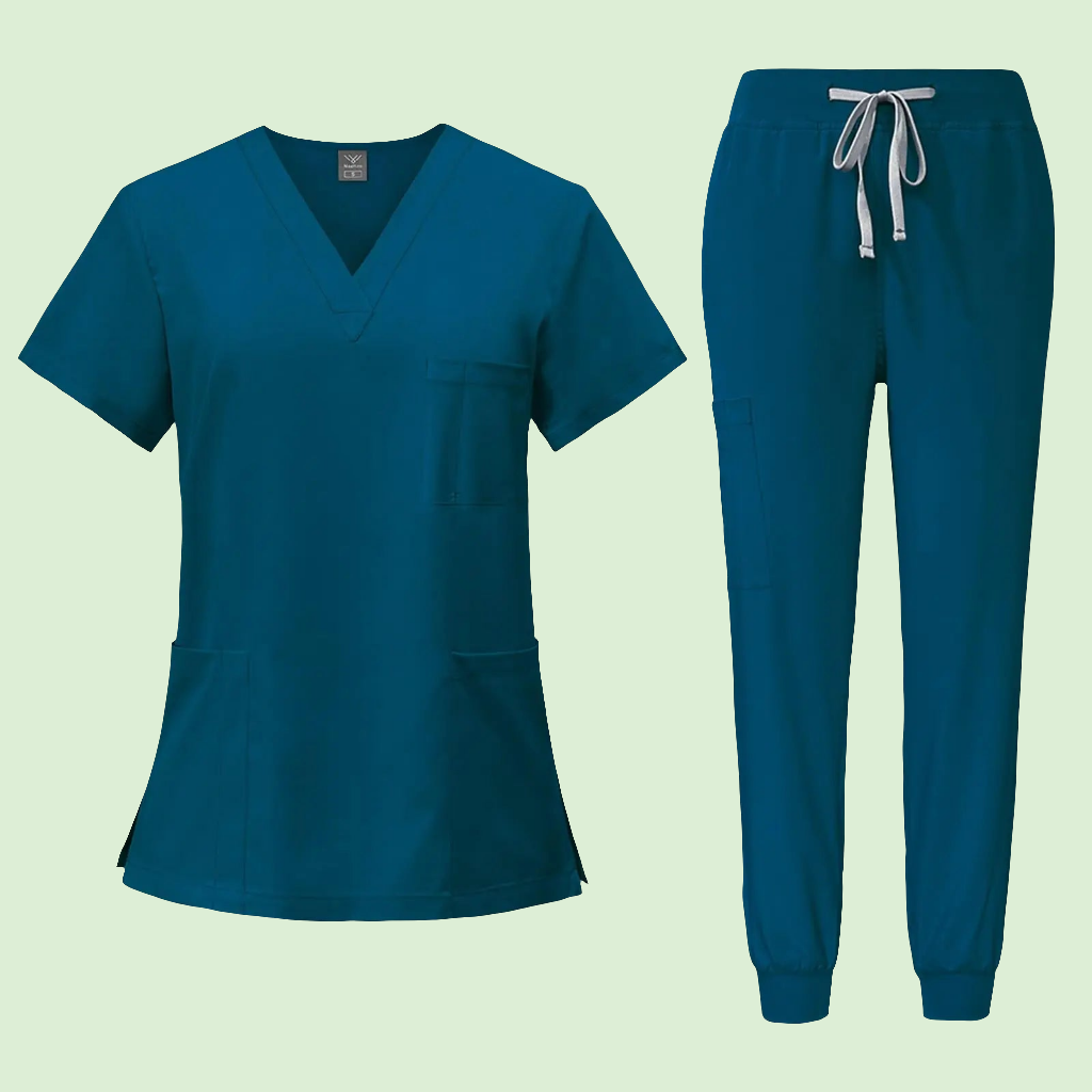🩺: 10-Pocket Scrubs Set XXL - Turquoise 4-Way Stretch Women's Uniform
