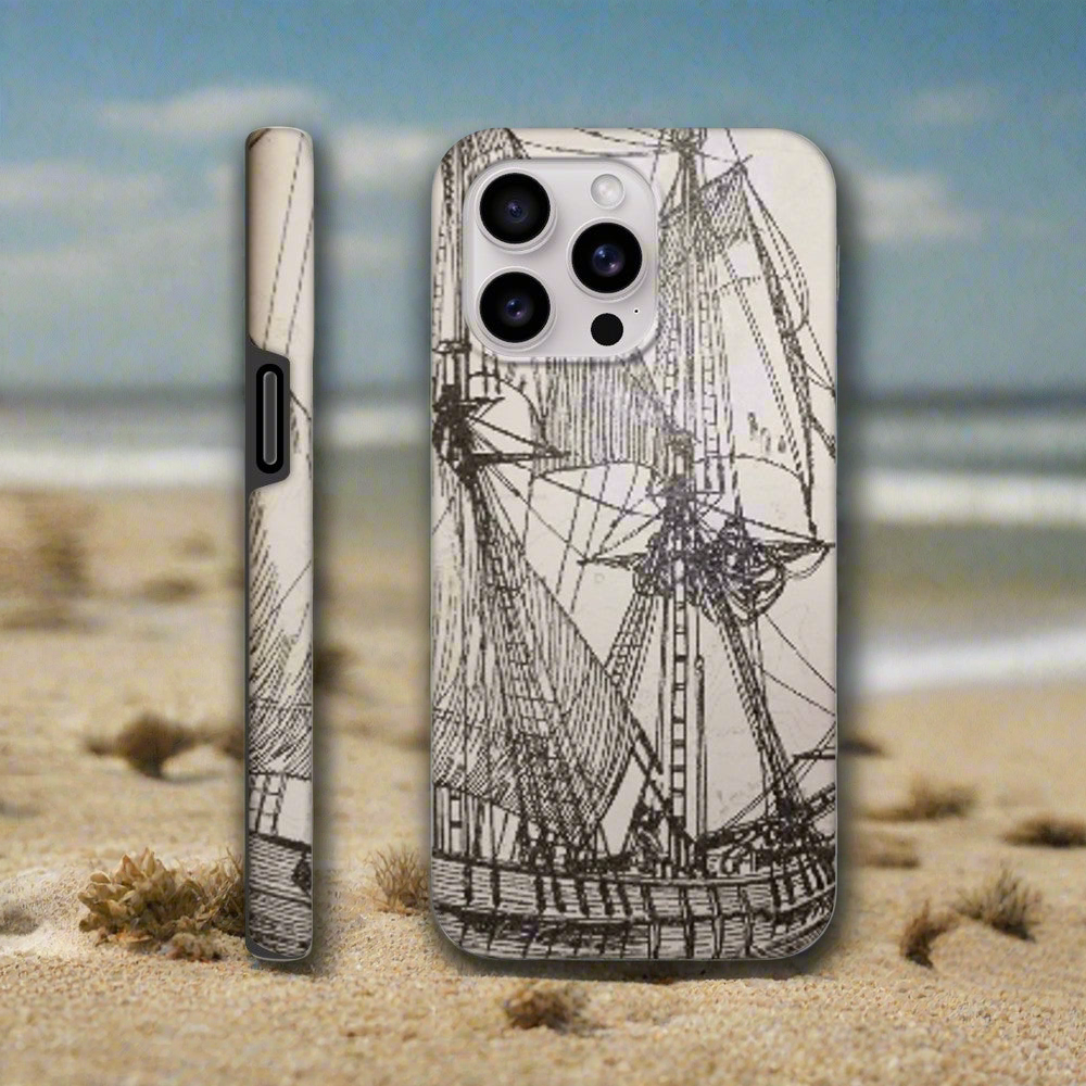 ⛵: Sailing Schooner Artistic Phone Case - Durable Dual-Layer Design