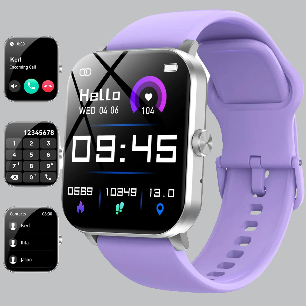 💜: Smart Watch 1.85" - Purple Waterproof Fitness Tracker with Call Feature
