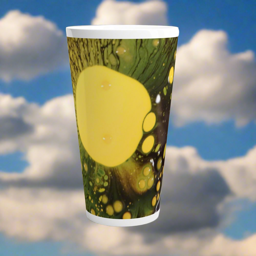 ☕: Yellow & Black Liquid Design Ceramic Coffee Mug - 17oz Artistic Cup