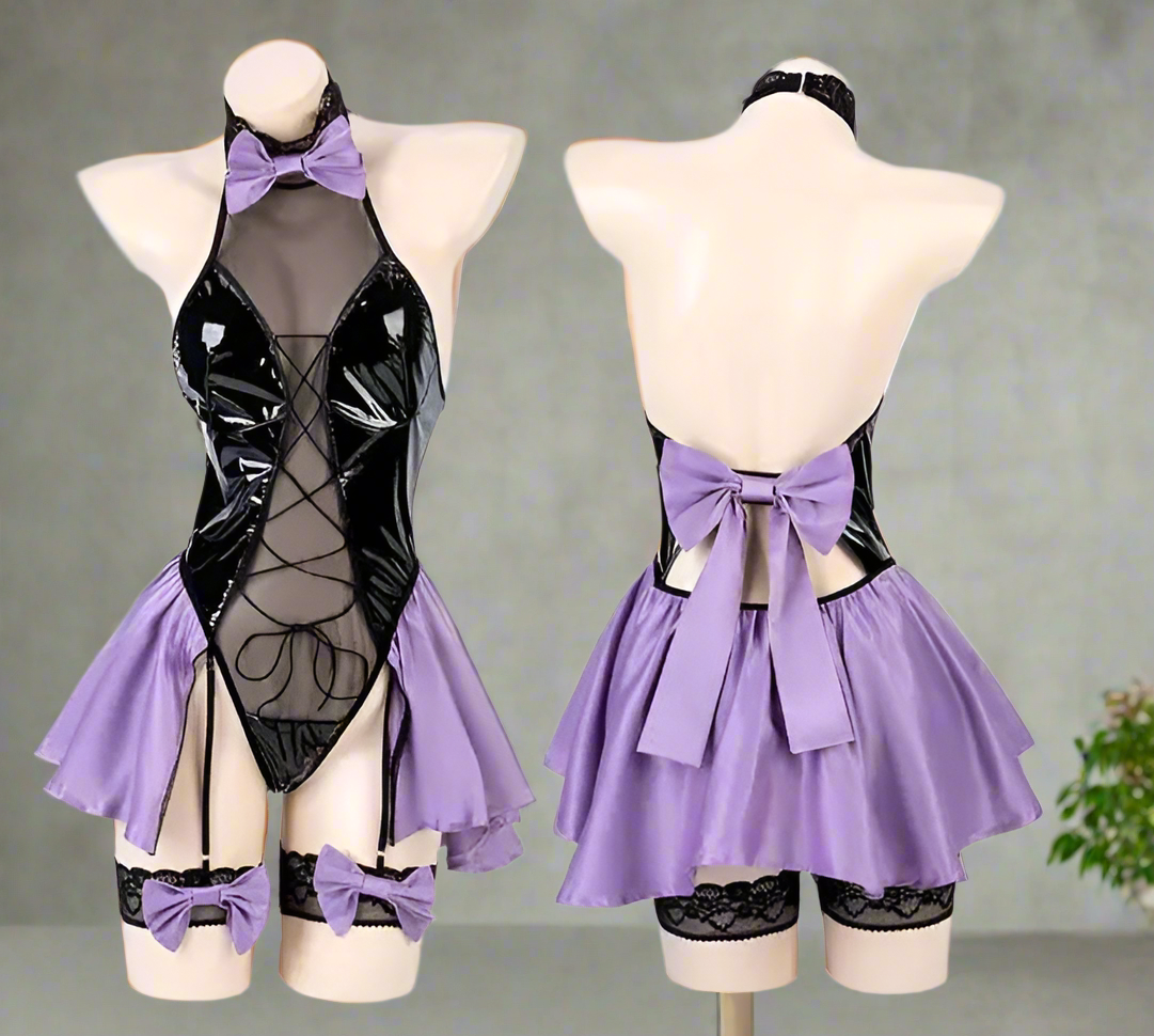 👩‍🍳: Miyuki Maid Lingerie Set with Open-Crotch - Playful Fantasy Costume