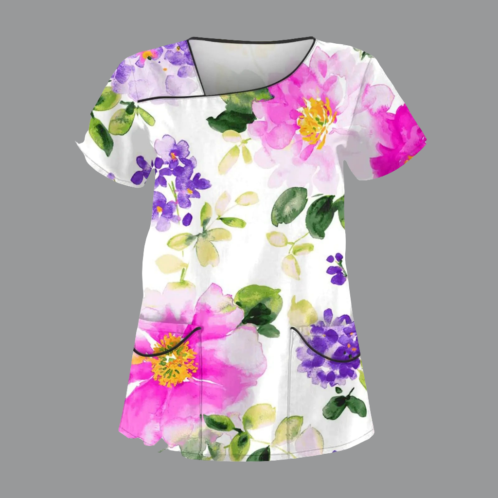 🩺: Purple Scrub Top L - Versatile Women's Medical Athletic Wear