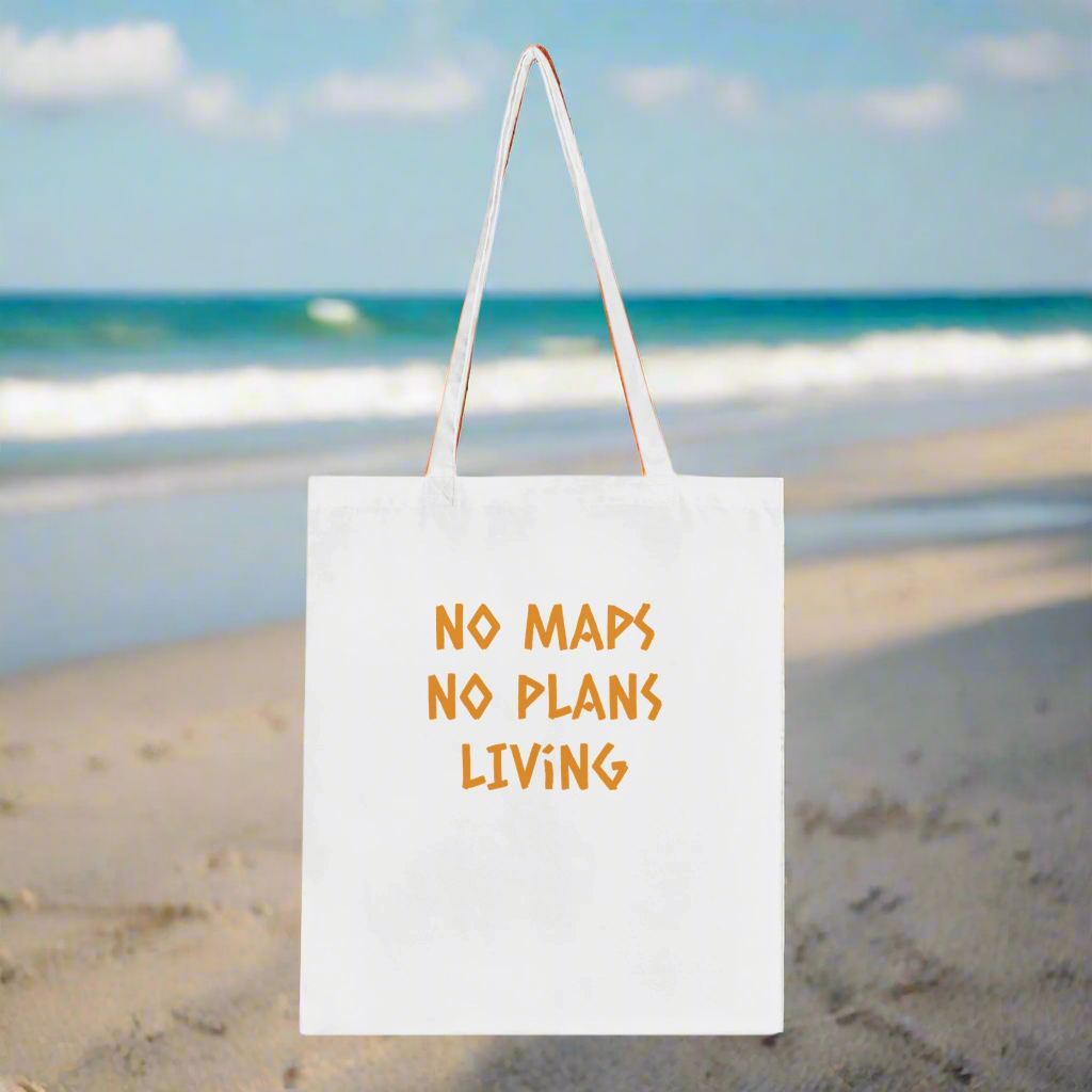 👜: Classic White Tote Bag - Vintage Motorcycle Design with Text