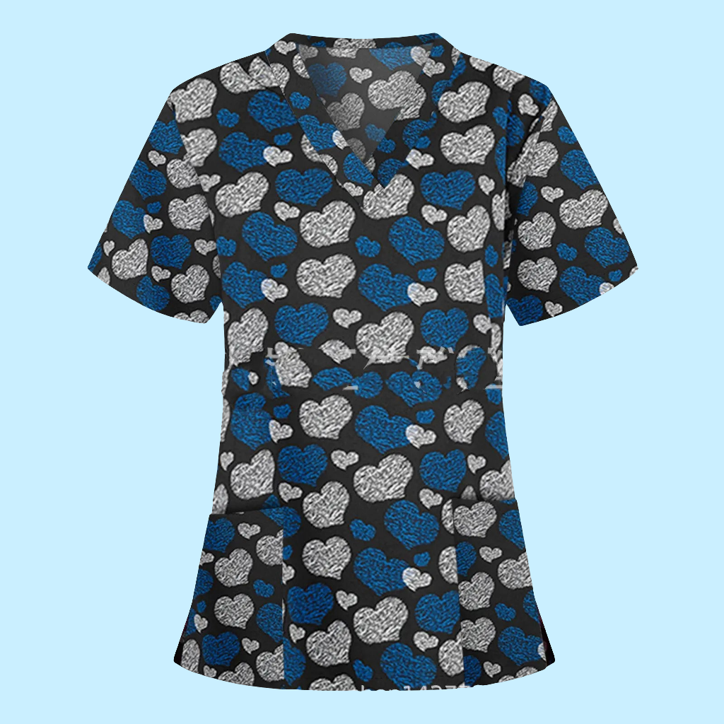 👩‍⚕️: Nurse Uniform V-Neck T-Shirt - Professional Medical Scrub Top with Pocket