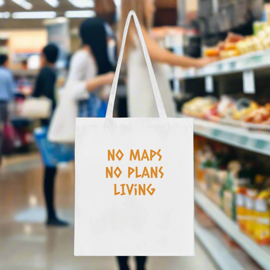 👜: Classic White Tote Bag - Vintage Motorcycle Design with Text