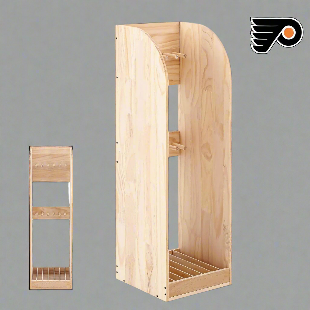 🏒: Cinnvoice 38-Inch Vertical Hockey Stick Rack - Wooden Display Holder for 7 Sticks