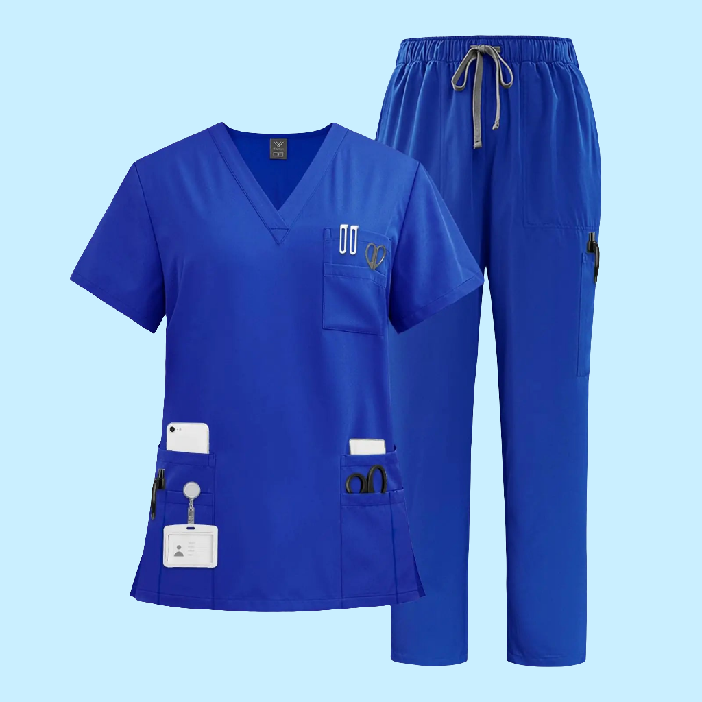 🩺: VIAOLI Complete Scrubs Set - V-Neck Top & Drawstring Pants Medical Uniform