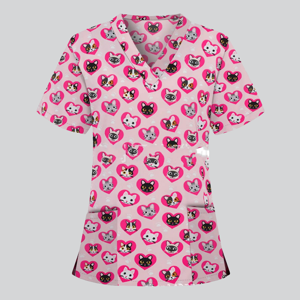 👩‍⚕️: Nurse Uniform V-Neck T-Shirt - Professional Medical Scrub Top with Pocket