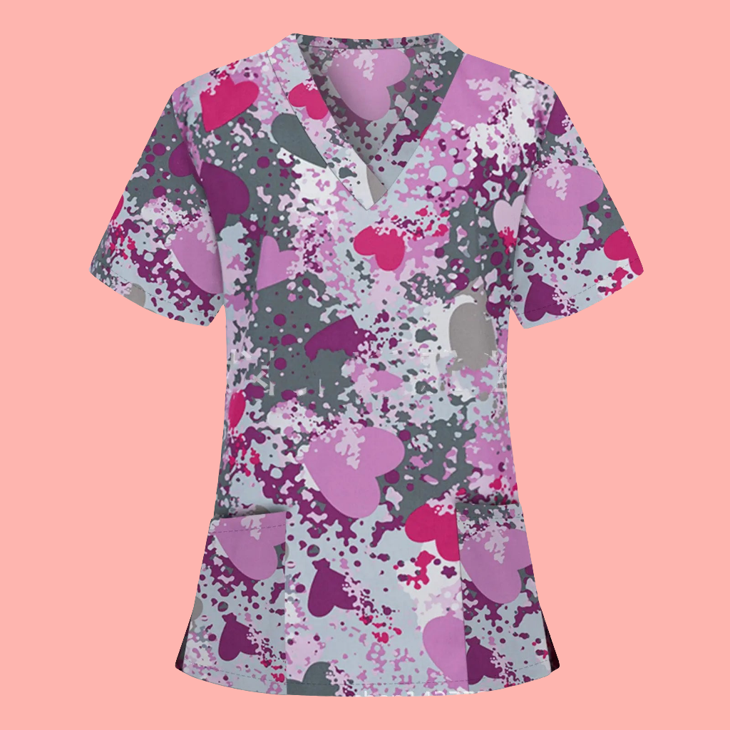 👩‍⚕️: Nurse Uniform V-Neck T-Shirt - Professional Medical Scrub Top with Pocket