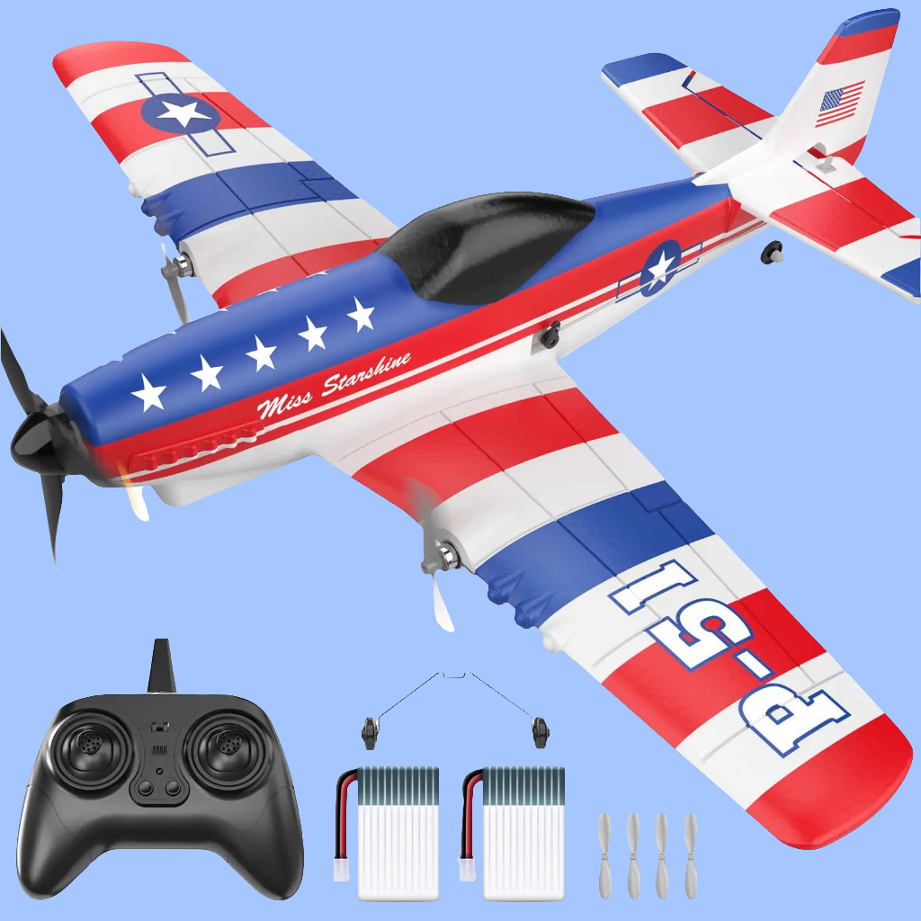 ✈️: DEERC P51D Mustang RC Fighter Plane - 3 Channel Remote Control Aircraft with 6-Axis Gyro