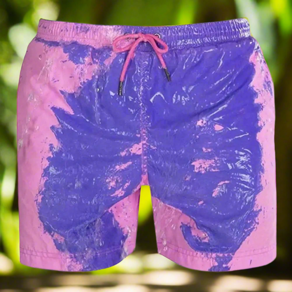 🌊: Men's Color-Changing Beach Shorts - Quick Dry Magic Swim Trunks