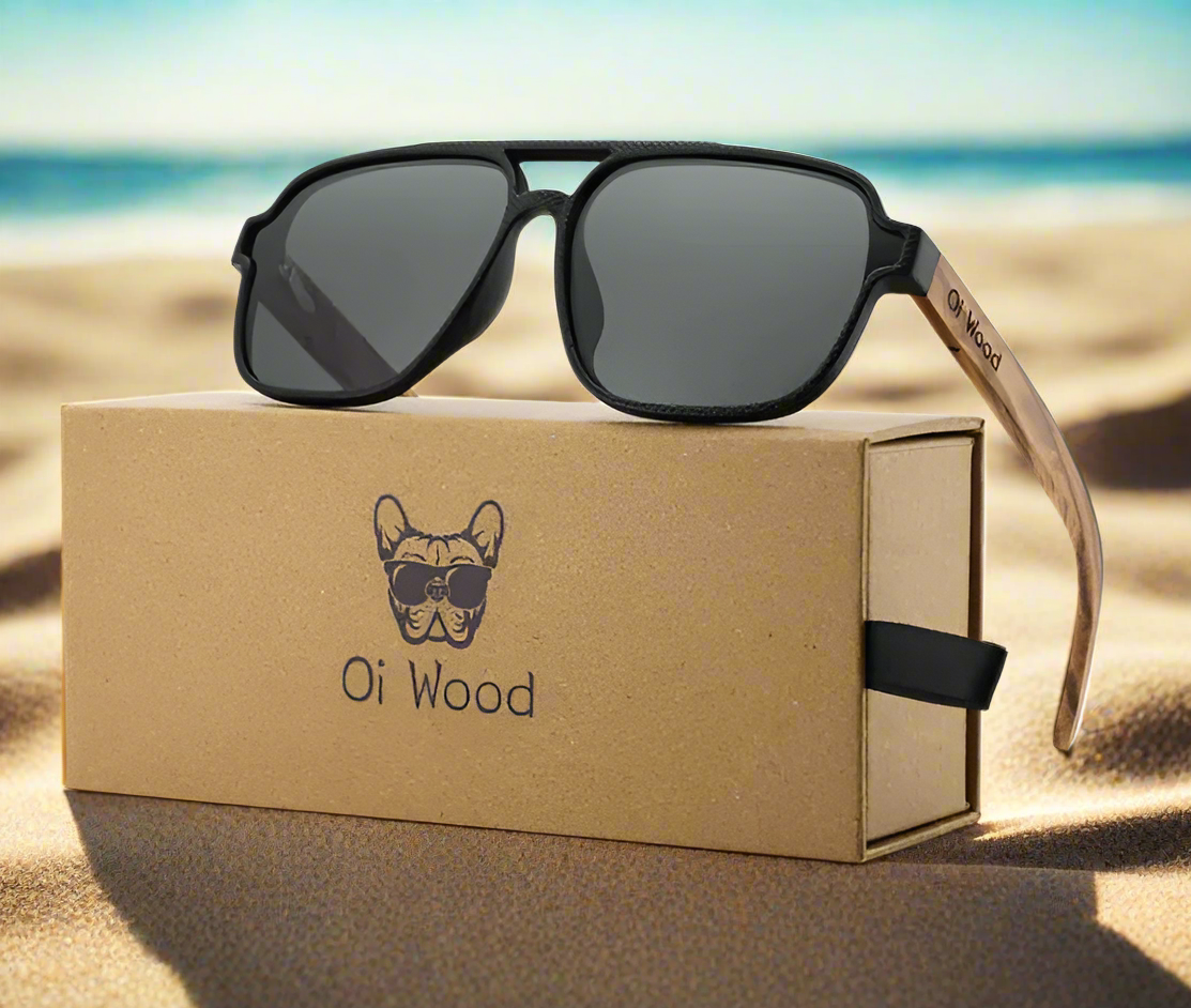 🌿: Vintage Wooden Polarized Sunglasses - Eco-Friendly UV Protection