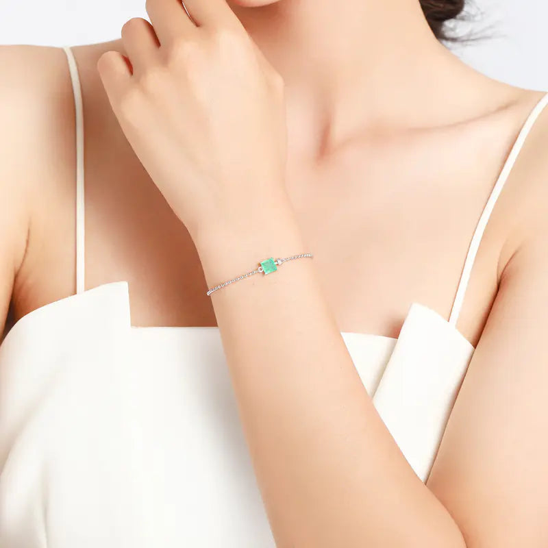 💎: S925 Sterling Silver Paraiba Tourmaline Bead Bracelet - Luxury Gemstone Jewelry