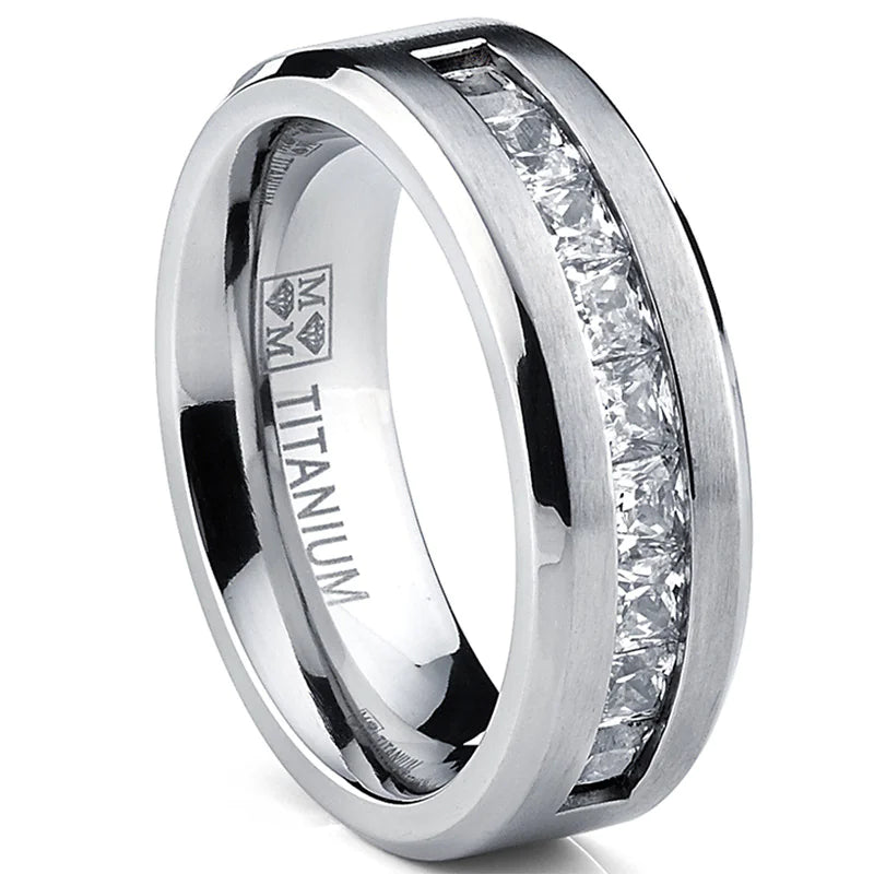 💎: Men's Luxury Diamond Wedding Ring - Premium Groom's Band