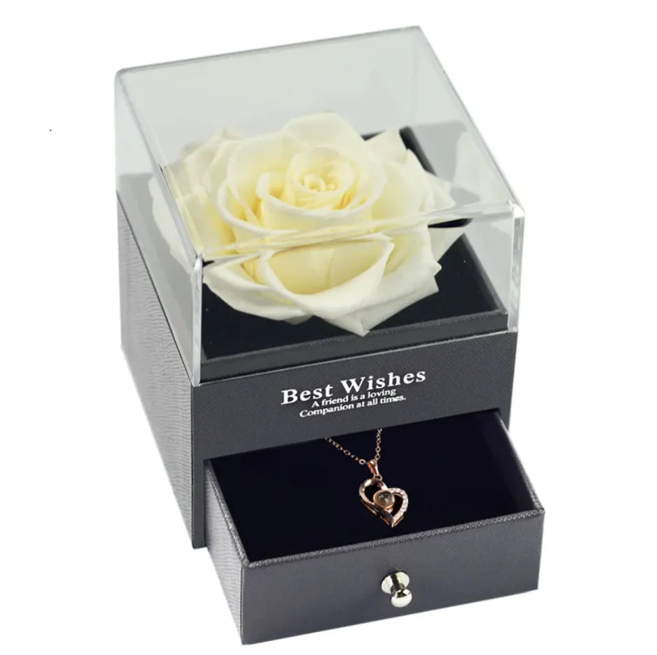 🌹: Preserved Rose Jewelry Box Necklace