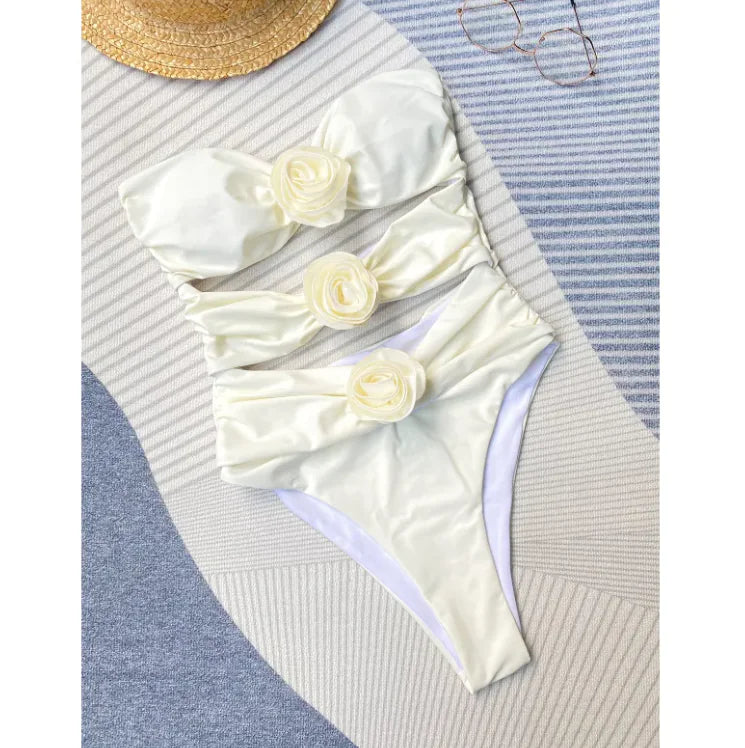 🌸: Three-Dimensional Flower Swimsuit - Elegant One-Piece with Floral Details