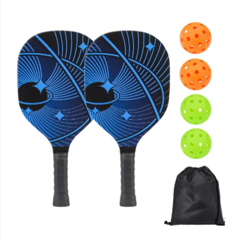 🏓: UV Print Pickleball Paddle Set - Complete Poplar Wood Kit with Balls & Storage