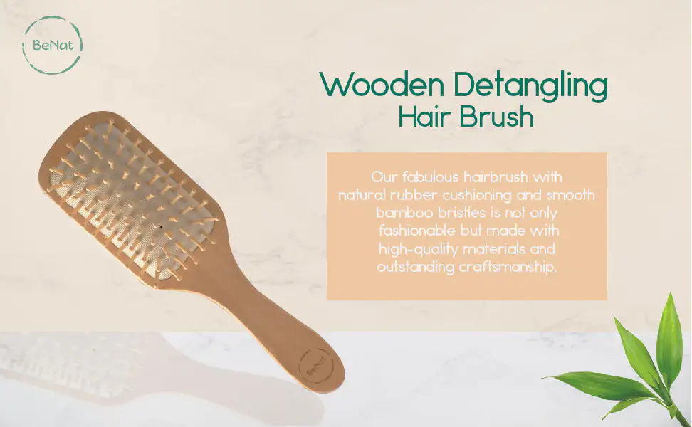 🪮: Wooden Detangling Hair Brush - Natural Eco-Friendly Hair Care Tool