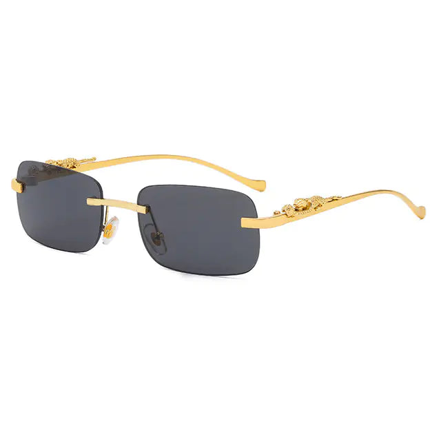 🐆: Vintage Rimless Square Sunglasses - Leopard Print Chic Style