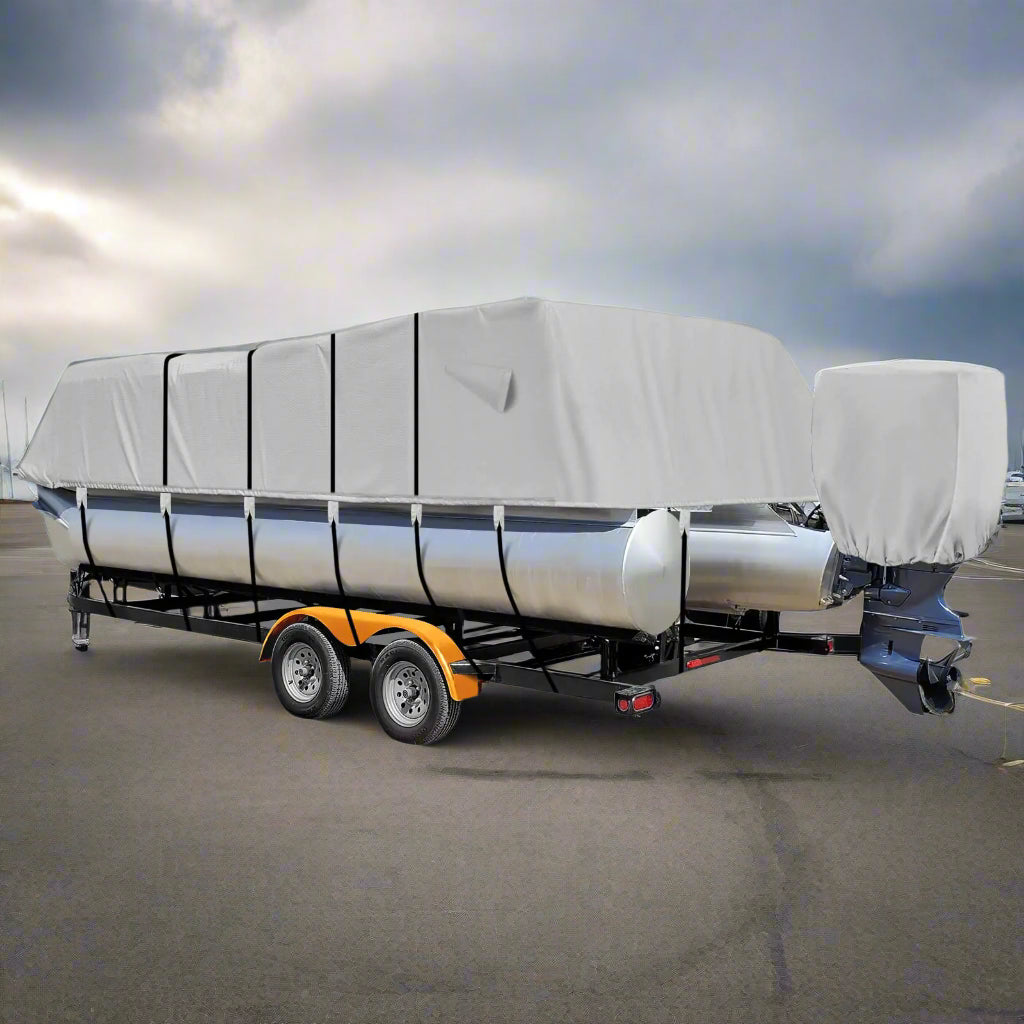 ⛵: Fuprosico 1200D Pontoon Cover 17-20ft - Heavy Duty Waterproof with Motor Cover