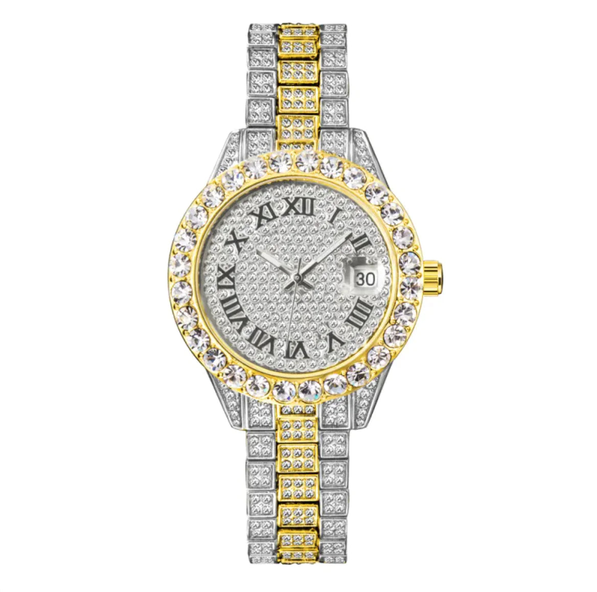 💎: Luminous Women's Quartz Watch - Diamond Inlaid Waterproof with Calendar