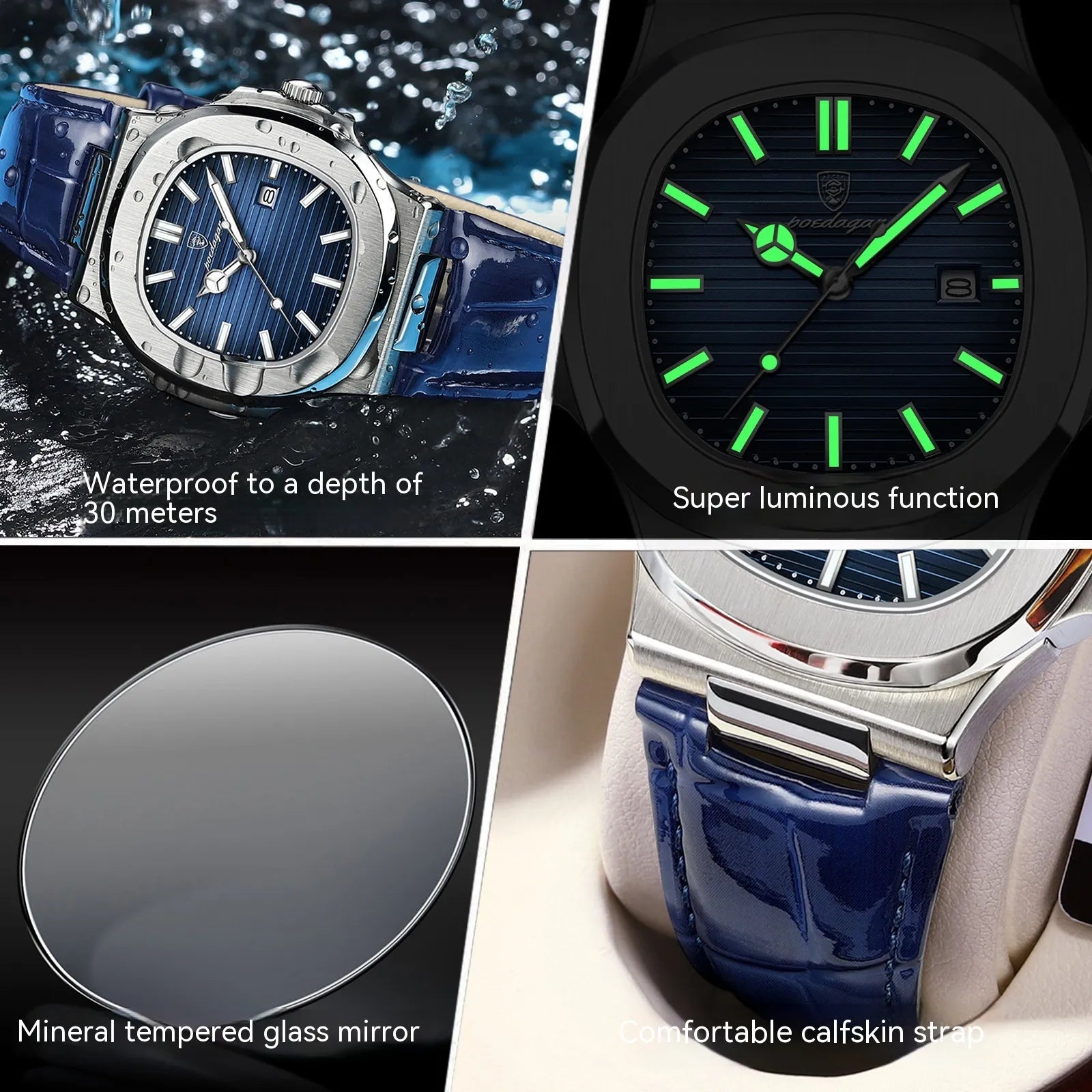 ⌚: Men's Waterproof Luminous Quartz Watch - 50M Water Resistant Timepiece